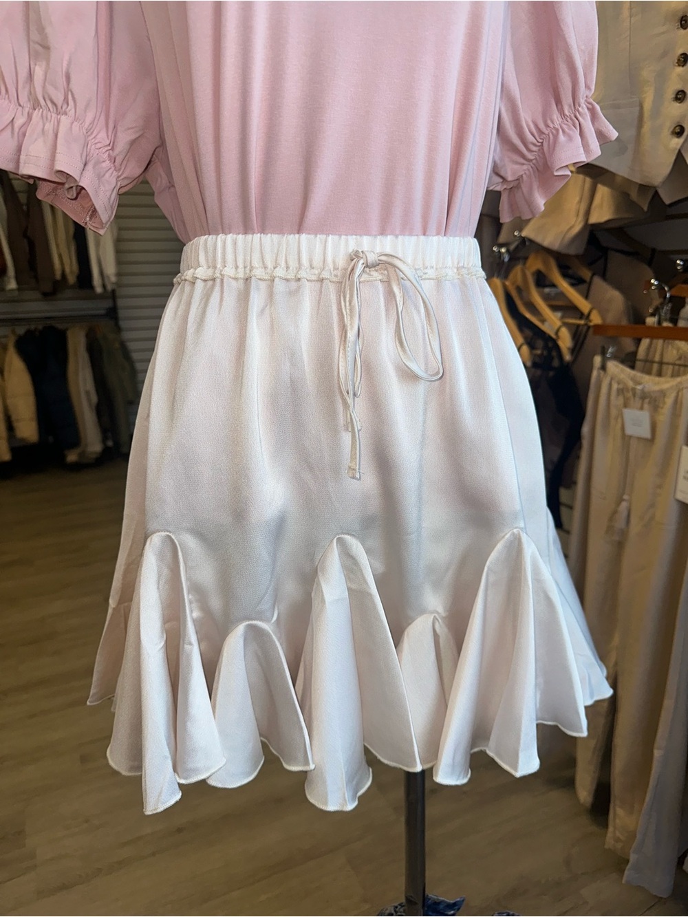 Umgee Women’s Beige Ruffle Skirt